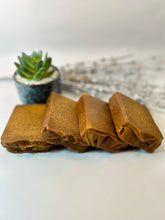 Load image into Gallery viewer, Turmeric & Papaya Kojic Acid Soap: Turmeric and papaya have many benefits for the skin and body, including.
Skin Tone: Turmeric can help even out skin tone and reduce the appearance of dark spots and hyperpigmentation, Skin Irritation: Turmeric can also help calm irritated skin and reduce redness. Exfoliation: Papaya enzymes can help exfoliate dead skin cells and promote a smoother, more youthful complexion. Antioxidants: Turmeric is a powerful antioxidant that can help protect the body