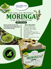 Load image into Gallery viewer, ( 2) Natural Moringa Soap with Thyme Leaf, Anti-Aging. Skin Irritation